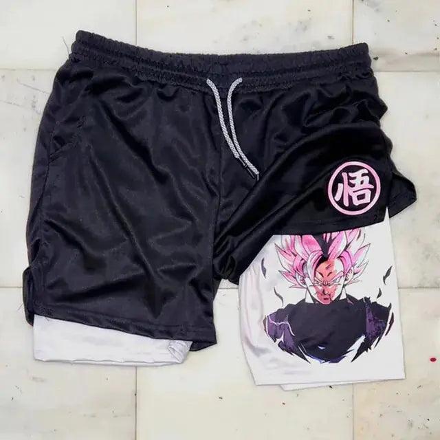 Anime Running Shorts Men Fitness Gym Training 2 in 1 Sports Shorts - FortitudeActivewear