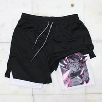 Anime Running Shorts Men Fitness Gym Training 2 in 1 Sports Shorts - FortitudeActivewear