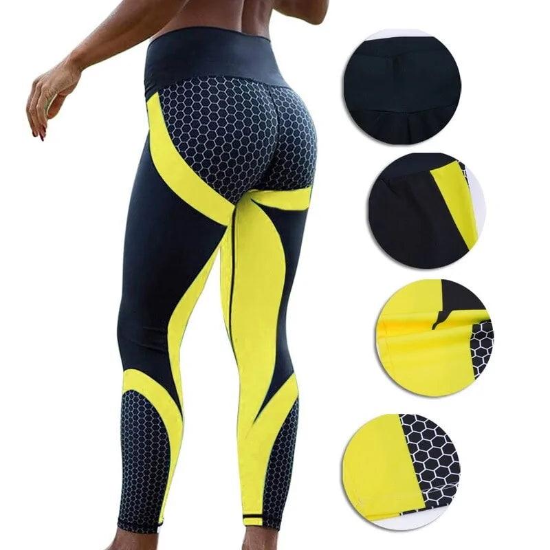 Women Honeycomb Printed Yoga Pants - FortitudeActivewear