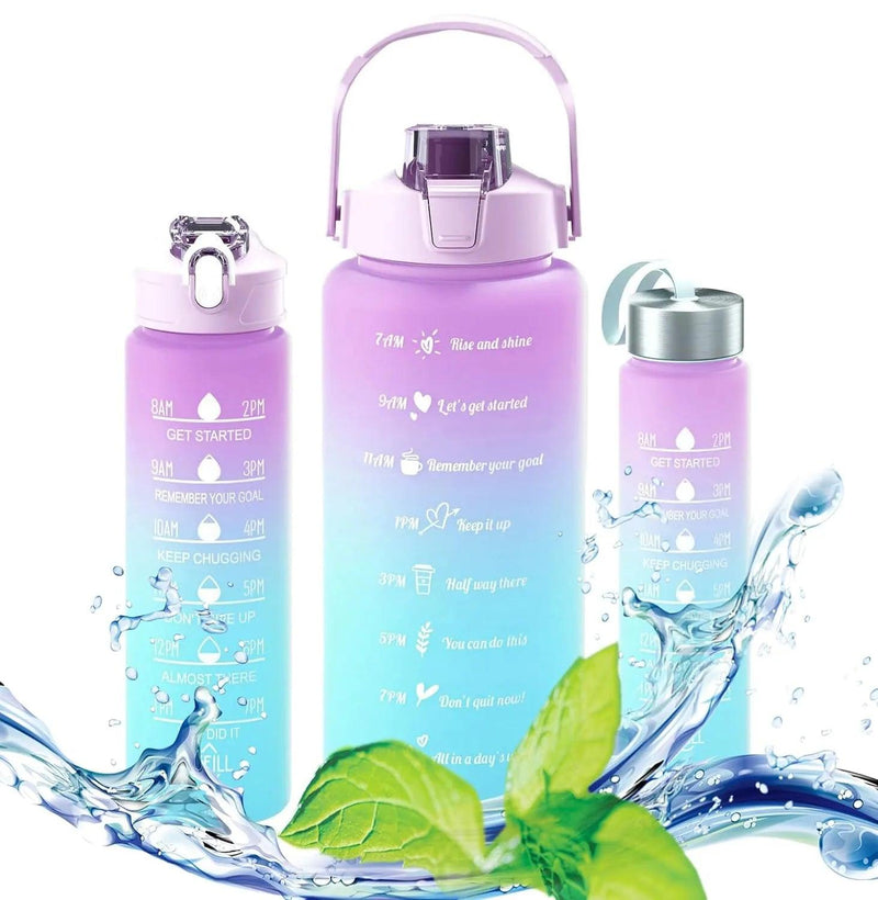 3-Piece Motivational Water Bottle Set - FortitudeActivewear