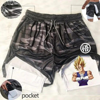 Anime Running Shorts Men Fitness Gym Training 2 in 1 Sports Shorts - FortitudeActivewear