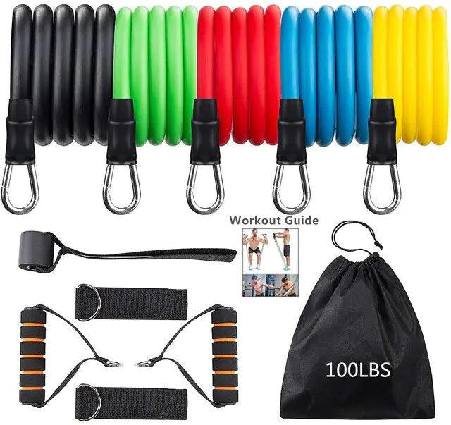 Fitness Resistance Bands with Door Anchor: Muscle Training Elastic Pull Rope - FortitudeActivewear