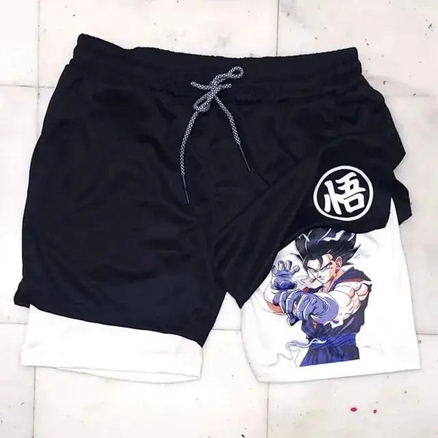 Anime Running Shorts Men Fitness Gym Training 2 in 1 Sports Shorts - FortitudeActivewear